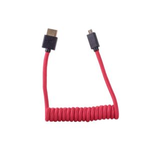 Blackhawk Coiled Micro HDMI to Full HDMI Cable (12-24", RED)